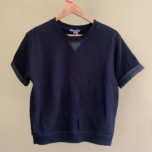 VINCE black crewneck with leather details - Picture 6 of 6